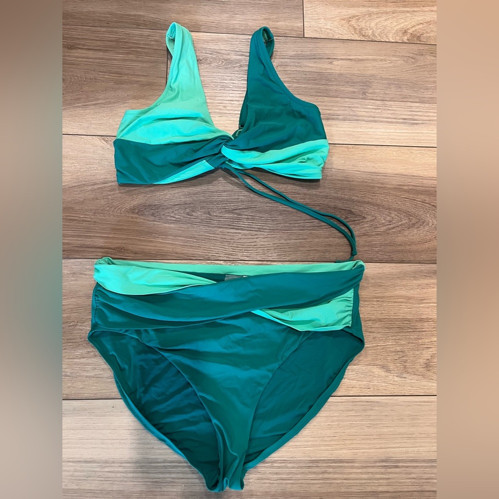 CALIA by Carrie Underwood Teal and Green Bikini Set